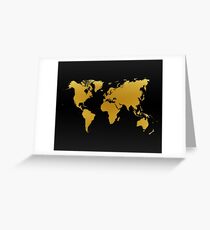 Gold and Black World Map Greeting Card