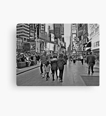 People in Times Square, New York City in B&W Canvas Print