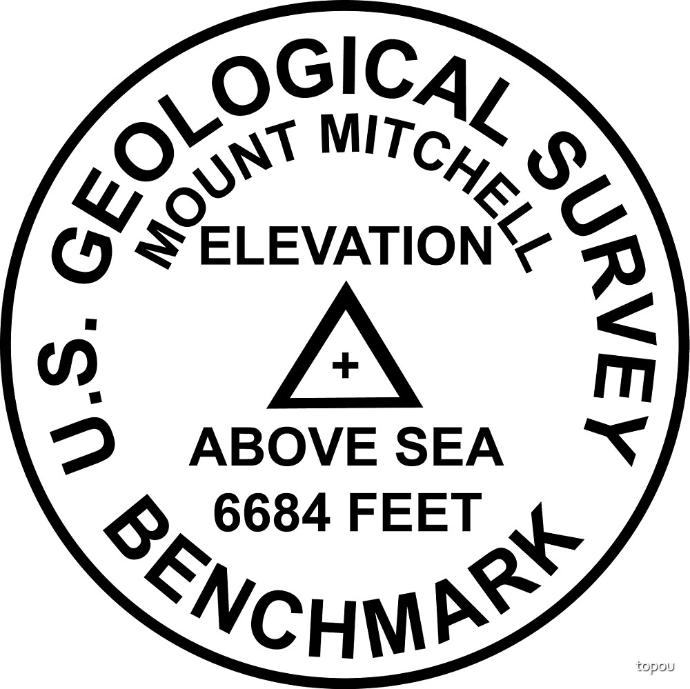 "Mount Mitchell, North Carolina USGS Style Benchmark" by topou Redbubble