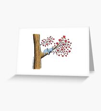 Cute Sleeping Koala on Tree with Hearts Greeting Card