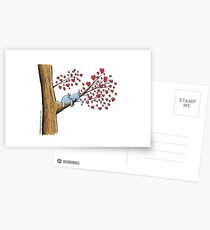 Cute Sleeping Koala on Tree with Hearts Postcards