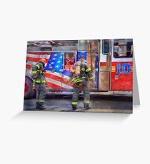 FDNY Firefighter fireman fire truck Illustration Painting art design fire house watercolor Greeting Card