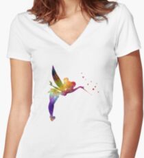 Tinkerbell im Aquarell Shirt mit V-Ausschnitt