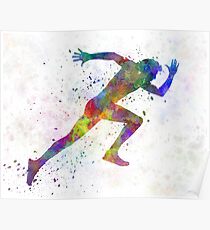 Man running sprinting jogging Poster