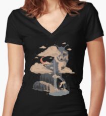 Am Fuße des Fox Mountain ... Shirt mit V-Ausschnitt