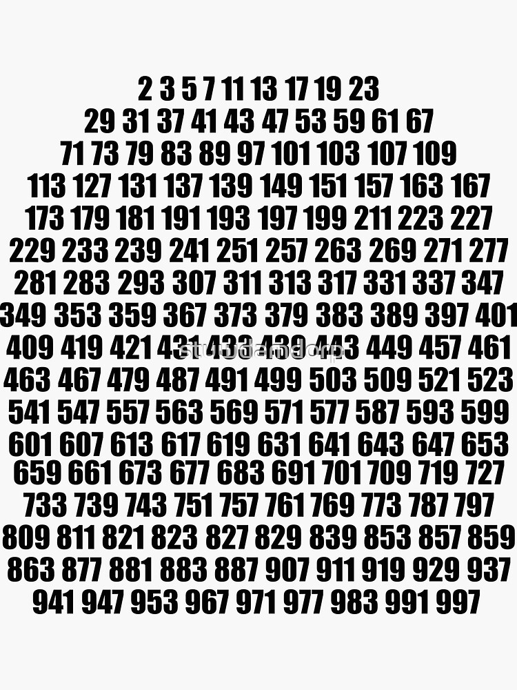 "Prime numbers" Sticker by stuwdamdorp Redbubble