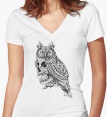 Camiseta entallada de cuello en V Gran cráneo de cuernos