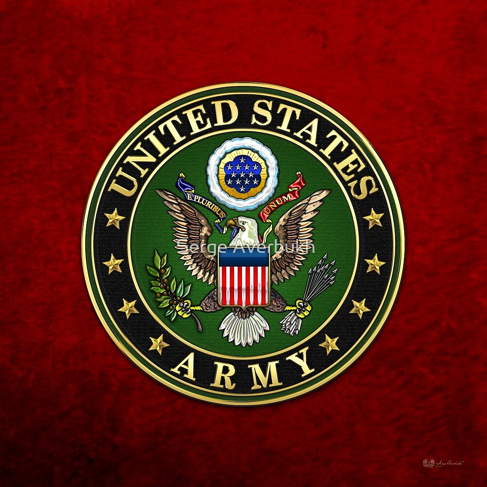  U S  Army  Emblem  3D on Red Velvet by Serge Averbukh 