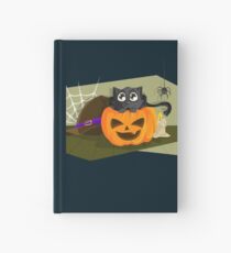 Black Cat in a Jack-o-lantern Hardcover Journal