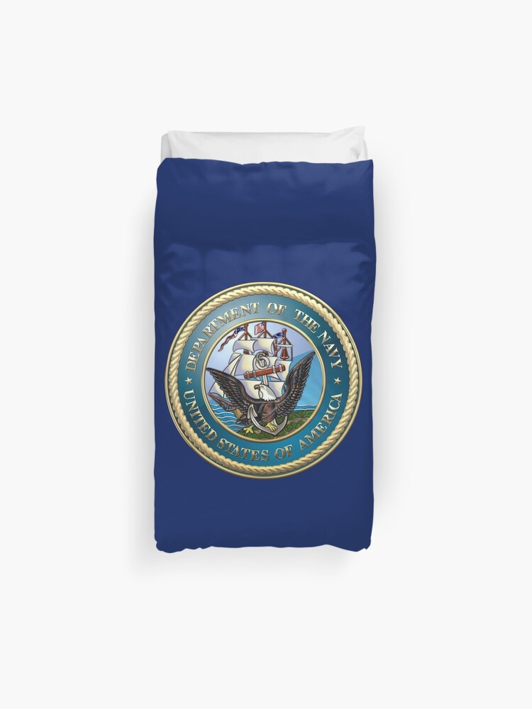 U S Navy Usn Emblem 3d On Blue Velvet Duvet Cover By Captain7