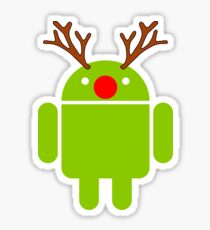 Red Nosed Android Robot Sticker