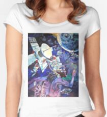 Spaceship Earth Mural Women's Fitted Scoop T-Shirt