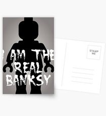 Black Minifig with "I am the Real Banksy" Postcards