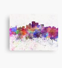 Rochester NY skyline in watercolor background Metal Print
