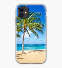 Palm trees on the sandy beach in Hawaii iPhone-Hülle & Cover