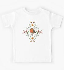 Autumn Robin Pattern Kids Tee