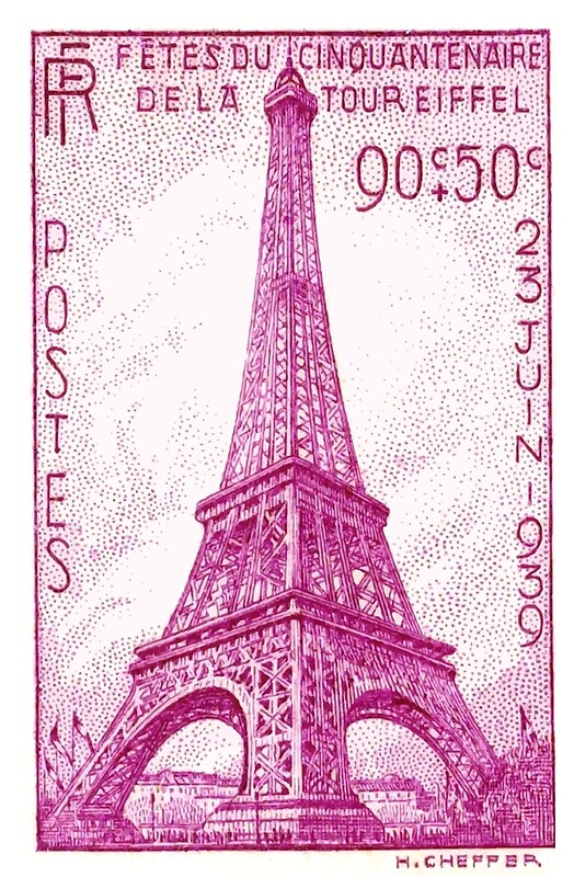 "1939 France Eiffel Tower Postage Stamp" by retrographics Redbubble