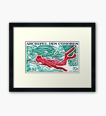 1972 Comoro Islands Spearfishing Postage Stamp Framed Print