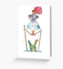 Perilous Pink Parasol - Stretching Portrait Greeting Card