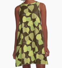 Birch leaves brown background A-Line Dress