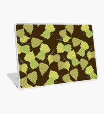 Birch leaves brown background Laptop Skin