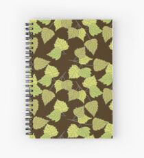 Birch leaves brown background Spiral Notebook