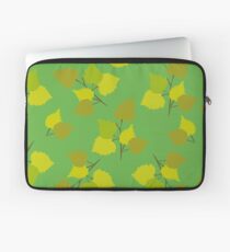 Birch leaves green background Laptop Sleeve