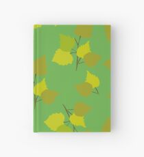 Birch leaves green background Hardcover Journal