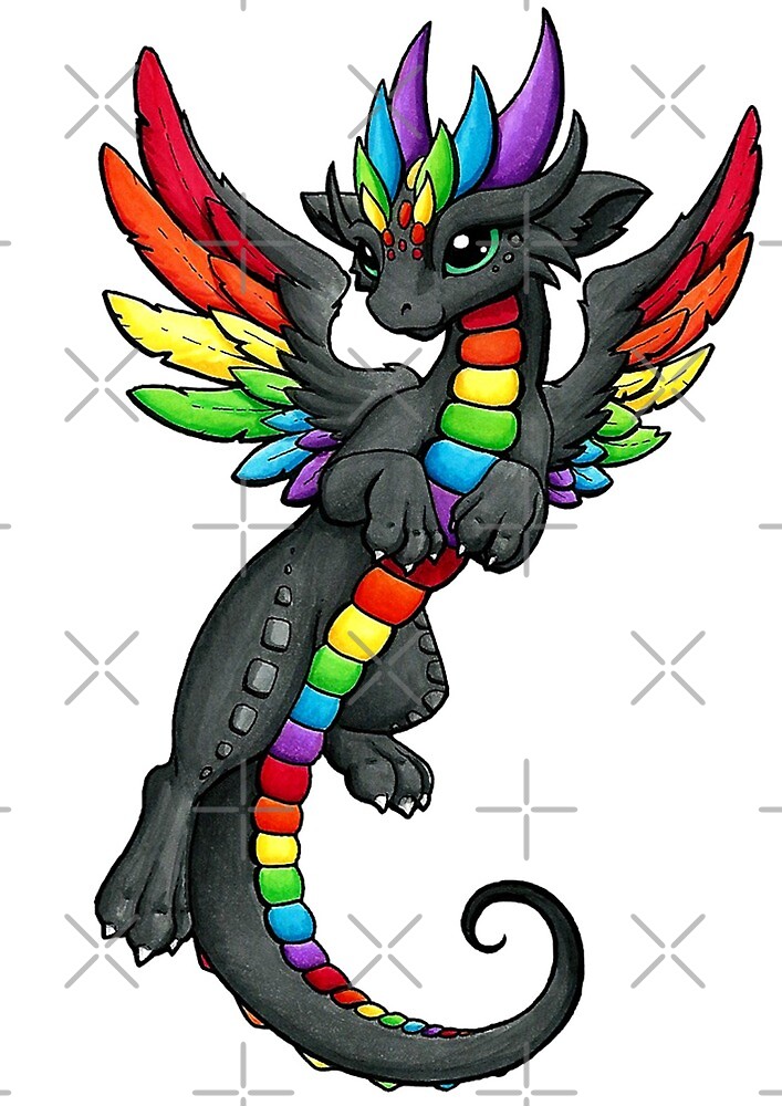 "Black Rainbow Dragon" by Rebecca Golins | Redbubble