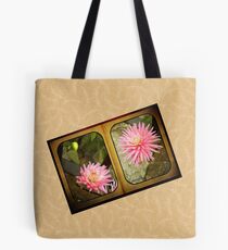 Pink Dahlias in an Old Worn Book Tote Bag