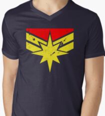 Distressed Super Heroine Men's V-Neck T-Shirt