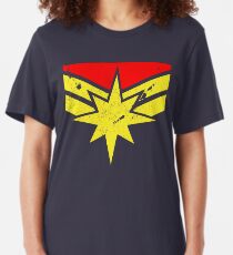 Distressed Super Heroine Slim Fit T-Shirt