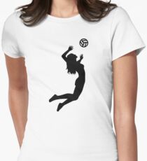 Volleyball jumping girl woman Women's Fitted T-Shirt