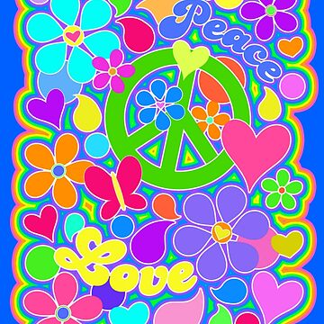 Peace Sign Floral 60S 70S Flower Power Dove Hippie Women's