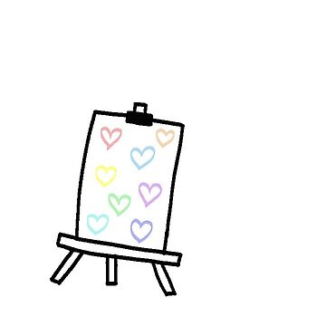 pastel hearts on paint easel - minimalistic drawing  Sticker for Sale by  Shelby Erickson