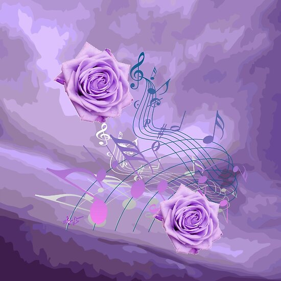 &ldquo;Purple & Pink Music Notes & Roses&rdquo; Posters by moondreamsmusic | Redbubble