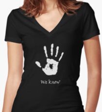 Dark Brotherhood - We Know Women's Fitted V-Neck T-Shirt