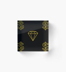 Black and Gold Diamond & Dollar Acrylic Block