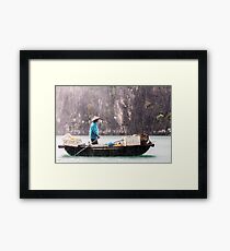 Rain & Rowboat: Life in Halong Bay, Vietnam Framed Print