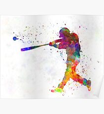 Baseball player hitting a ball Poster