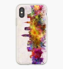 Cleveland skyline in watercolor background iPhone Case