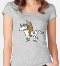 Slothicorn Reit-Einhorn Tailliertes Rundhals-Shirt
