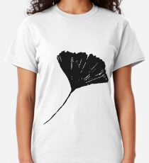 Ginkgo biloba, Lino cut nature inspired leaf pattern Classic T-Shirt