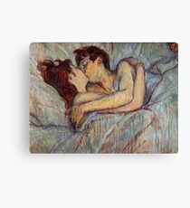 In Bed The Kiss by Henri de Toulouse-Lautrec Canvas Print