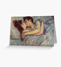 In Bed The Kiss by Henri de Toulouse-Lautrec Greeting Card
