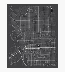 Spokane Map, USA - Gray Photographic Print