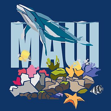 Artwork thumbnail, Maui Hawaii -  Whale coral reef menagerie by petloverswag