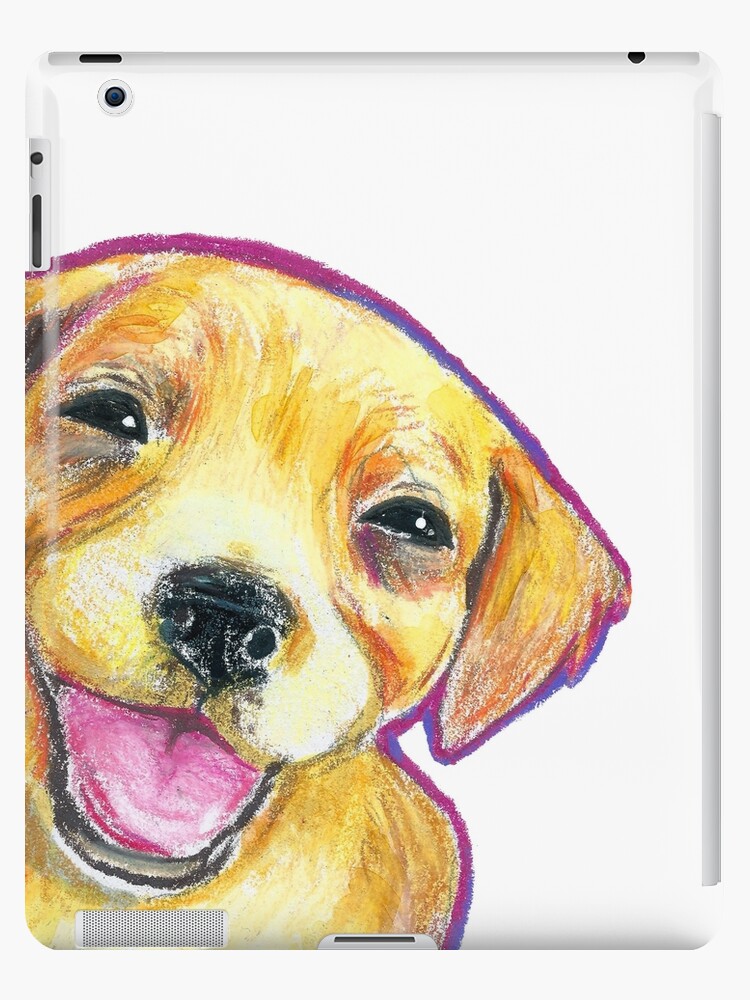 Golden Retriever Puppy Smiling Happy Drawing Ipad Case Skin By