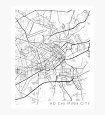 Ho Chi Minh City Map, Vietnam - Black and White Photographic Print