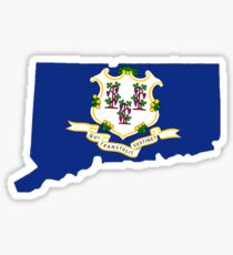 Connecticut (CT) State Flag Inside State, Small Sticker